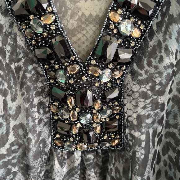 Embellished Animal Print Sheer Tunic Top Women’s Size XL Boho Peasant Dressy - Picture 16 of 16